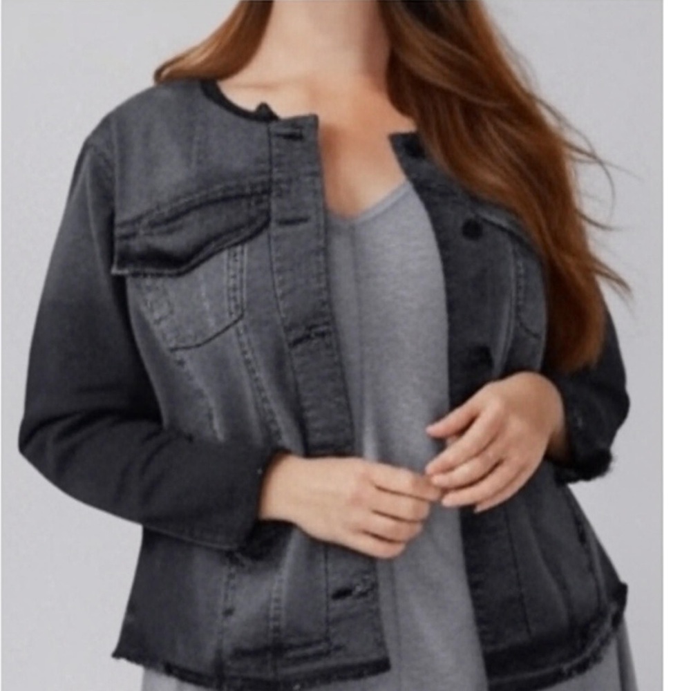 Lane Bryant Faded Black Denim Jacket